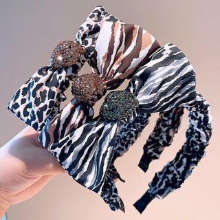Rhinestone Zebra / Leopard Print Bow Headband