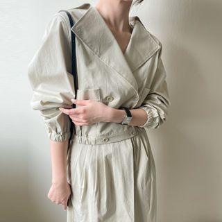 Banded-hem Short Cotton Blazer