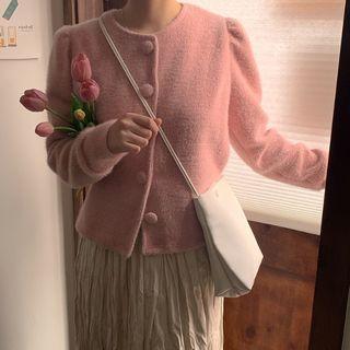 Long-sleeve Plain Coat / High-waist Ruffled Skirt