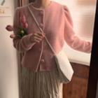 Long-sleeve Plain Coat / High-waist Ruffled Skirt