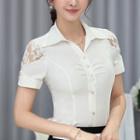 Lace Panel Short Sleeve Shirt