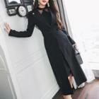 Peak Lapel Open-front Coat With Belt