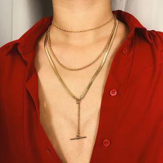 Bar Pendant Layered Y Necklace
