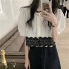 Lace Trim Panel Cropped Top
