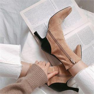 Contrast-trim Skinny Short Boots