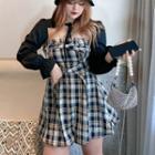 Plaid Mini A-line Tube Dress / Jacket