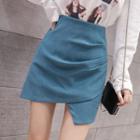 Asymmetric Hem Mini Straight-fit Skirt