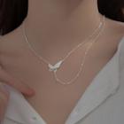 Sterling Silver Butterfly Layered Necklace S925silver Necklace - One Size