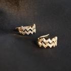 Rhinestone Zigzag Ear Cuff 1 Pair - Clip On Earring - One Size