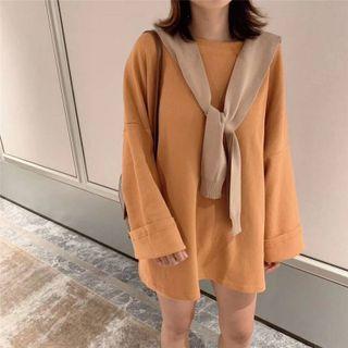 Round Neck Shawl Long Sleeve Casual Top