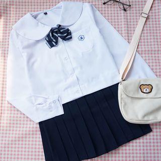 Pocketed Shirt / Pleated Mini Skirt