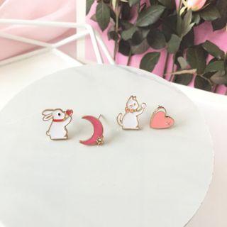 Animal Moon Asymmetrical Alloy Earring