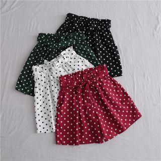 High-waist Dotted Wide-leg Shorts