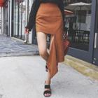 Cutout Linen Blend Long Skirt