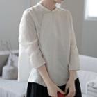 Mandarin Collar Plain Blouse