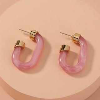Half-hoop Earring 1 Pair - Ne947 - Half-hoop Earring - Pink - One Size