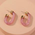 Half-hoop Earring 1 Pair - Ne947 - Half-hoop Earring - Pink - One Size
