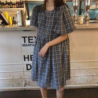 Puff Sleeve Plaid Dress Dress - Plaid - One Size