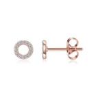Simple Plated Rose Gold Geometric Cutout Round Cubic Zirconia Stud Earrings Rose Gold - One Size