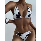 Milk Cow Print Chain Bikini Set