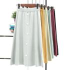 Button-detail A-line Knit Skirt