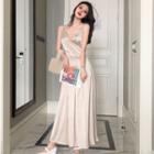 Spaghetti Strap Silky Midi A-line Dress As Shown In Figure - One Size