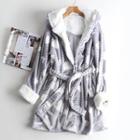 Heart Print Fleece Robe