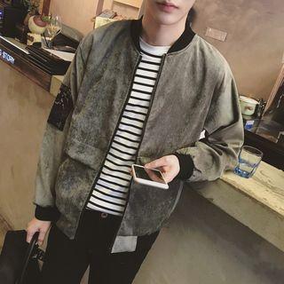 Lettering Corduroy Bomber Jacket