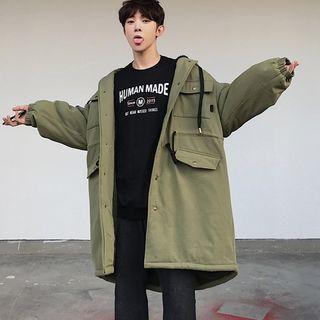 Fleece-lined Drawstring Hooded Coat
