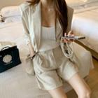 Set: Linen Blend Loose-fit Blazer + Shorts