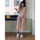Round-neck Drawstring-waist Floral Print Maxi Dress