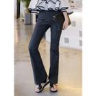 Zip-side Seam-trim Bell-bottom Jeans