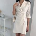Elbow-sleeve Mini Coat Dress