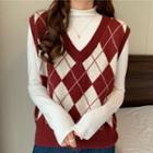 Argyle Sweater Vest / Long-sleeve T-shirt