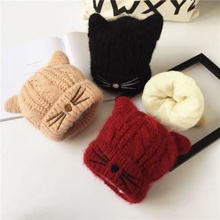 Embroidered Cat-ear Beanie