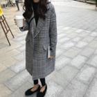Double-breasted Plaid Long Coat As Shown In Figure - One Size