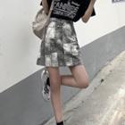 High Waist Printed Mini A-line Skirt