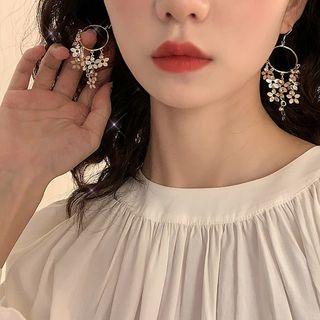 Alloy Flower Dangle Earring Gold - One Size