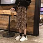 Leopard Print Midi Pencil Skirt Brown - One Size