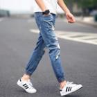 Distressed Ankle-band Jeans
