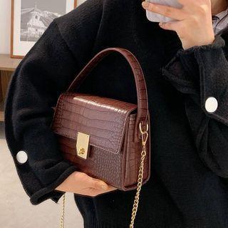 Chain Crocodile Grain Top Handle Crossbody Bag