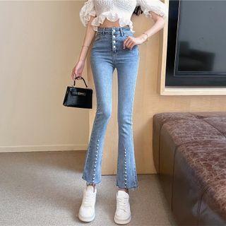 Rhinestone Cropped Boot-cut Jeans