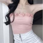 Floral Accent Knit Tube Top