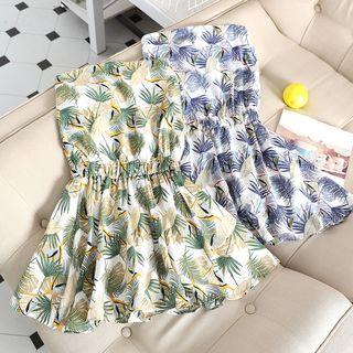 Leaf Print Tube Dress Pants