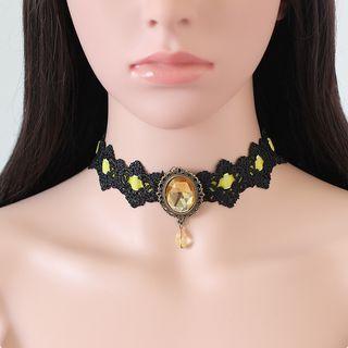 Faux Gemstone Lace Choker