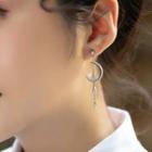 Non-matching Faux Pearl Moon & Bamboo Dangle Earring 1 Pair - Non-matching Faux Pearl Moon & Bamboo Dangle Earring - One Size