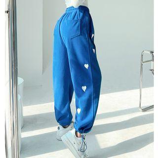 Heart-embroidered Drawstring Sweatpants In 5 Colors