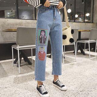 Regular-fit Printed Distressed Jeans