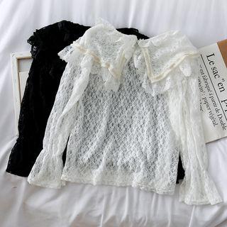 Peter Pan-collar Sheer Lace Top
