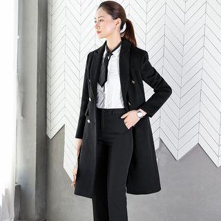 Peak Collar Double-buttoned Woolen Coat
